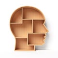 Bookshelves in the shape of human head, education book shelf concept 3d rendering