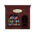 Bookshop (bookstore) building facade. A row of books in the window. Vector illustration Royalty Free Stock Photo