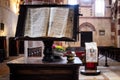 Bookstand with latin manuscript Royalty Free Stock Photo