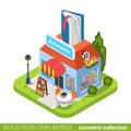 Bookstore book building shop realty real estate concept. Flat 3d isometry isometric style web site app icon set concept vector