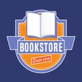 Bookstore, bookshop vector emblem, sign, symbol, logo