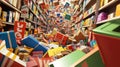 A Bookstore After a Catastrophic Earthquake Royalty Free Stock Photo