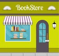 Bookstore front in flat style.