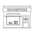 Bookstore icon in outline style isolated on white background. Library and bookstore symbol stock vector illustration.