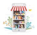 Bookstore online concept vector flat style design illustration Royalty Free Stock Photo