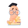 Bookworm Character Sitting on Pile of Books Vector Illustration Royalty Free Stock Photo