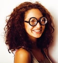 Bookworm, cute young woman in glasses Royalty Free Stock Photo