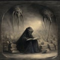 Bookworm A Gothic Realism Image Of An Old Creature Reading A Map