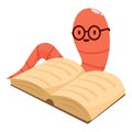 Bookworm wearing glasses reading open textbook Royalty Free Stock Photo