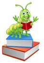 Bookworm Worm Caterpillar on Books Reading Royalty Free Stock Photo