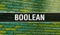 Boolean with Abstract Technology Binary code Background.Digital binary data and Secure Data Concept. Software / Web Developer Royalty Free Stock Photo