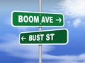 Boom Avenue Bust Street Road Signs