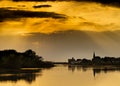 Boom, Belgium: Beuatiful sunset over the river Rupel