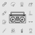 Boom box or radio cassette tape player icon. Detailed set of life style icons. Premium quality graphic design. One of the collecti