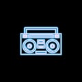 Boom box or radio cassette tape player icon in neon style. One of Life style collection icon can be used for UI, UX