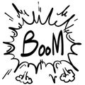 Boom bubble speech hand drawing style doodle with text for banner, poster, web