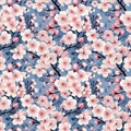 boom cherry blossom pollen leaves seamless pattern.