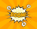 Boom comic text speech bubble vector isolated template. Sound effect bang cloud icon of color phrase lettering