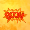 Boom comics sound effect with halftone pattern on yellow