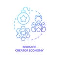 Boom of creator economy blue gradient concept icon