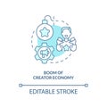 Boom of creator economy turquoise concept icon