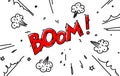 Boom! The explosion is drawn in the style of comics. Sound for the comics. Inscription Boom on a white background