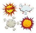 Boom, explosion and pow set Royalty Free Stock Photo