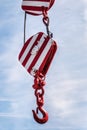 Boom and hook of a construction crane on the truck Royalty Free Stock Photo