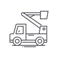 Boom lift icon, linear isolated illustration, thin line vector, web design sign, outline concept symbol with editable