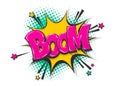 Boom pop art comic book text speech bubble Royalty Free Stock Photo