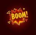 Boom speach balloon, explosive sale baner, abstract isolated vector illustration on black background.