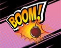 Boom. Vector Retro Comic Speech Bubble, Cartoon Comics Template. Mock-up of Book Design Elements. Sound Effects, bomb