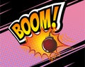 Boom. Vector Retro Comic Speech Bubble, Cartoon Comics Template. Mock-up of Book Design Elements. Sound Effects, bomb Royalty Free Stock Photo
