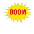 Boom web icon. An isolated label, sticker or icon graphic in golden star brust in red letters. Royalty Free Stock Photo