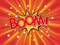 Boom, wording in comic speech bubble on burst background Royalty Free Stock Photo