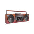 Boombox cassette stereo recorder retro design from the eighties. Vector illustration isolated on white background. Royalty Free Stock Photo
