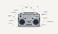 Boombox line illustration Royalty Free Stock Photo