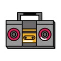Boombox music pop art comic style, flat icon