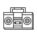 Boombox music pop art comic style, line icon