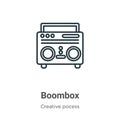 Boombox outline vector icon. Thin line black boombox icon, flat vector simple element illustration from editable creative pocess