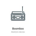 Boombox outline vector icon. Thin line black boombox icon, flat vector simple element illustration from editable electronic