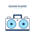 Boombox vector icon. Vector illustration of a retro sound player, tape recorder with large speakers. Retro portable stereo radio