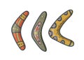 boomerang Australian. Karma concept. wiht color pattern. Cartoon graphic style. Vector illustration.