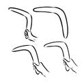 Boomerang in flight. Vector drawing boomerang vector Royalty Free Stock Photo