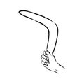 Boomerang in flight. Vector drawing boomerang vector Royalty Free Stock Photo