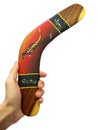 Boomerang on hand Royalty Free Stock Photo