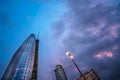 Boomerang scyscraper and South Bank Tower Royalty Free Stock Photo