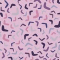 Boomerang seamless pattern on pink background. Abstract shape endless wallpaper