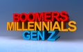 boomers millennials gen z on blue Royalty Free Stock Photo