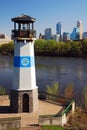 Boom Island lighthouse on theBanks of the Mississippi River in Minneapolics Royalty Free Stock Photo